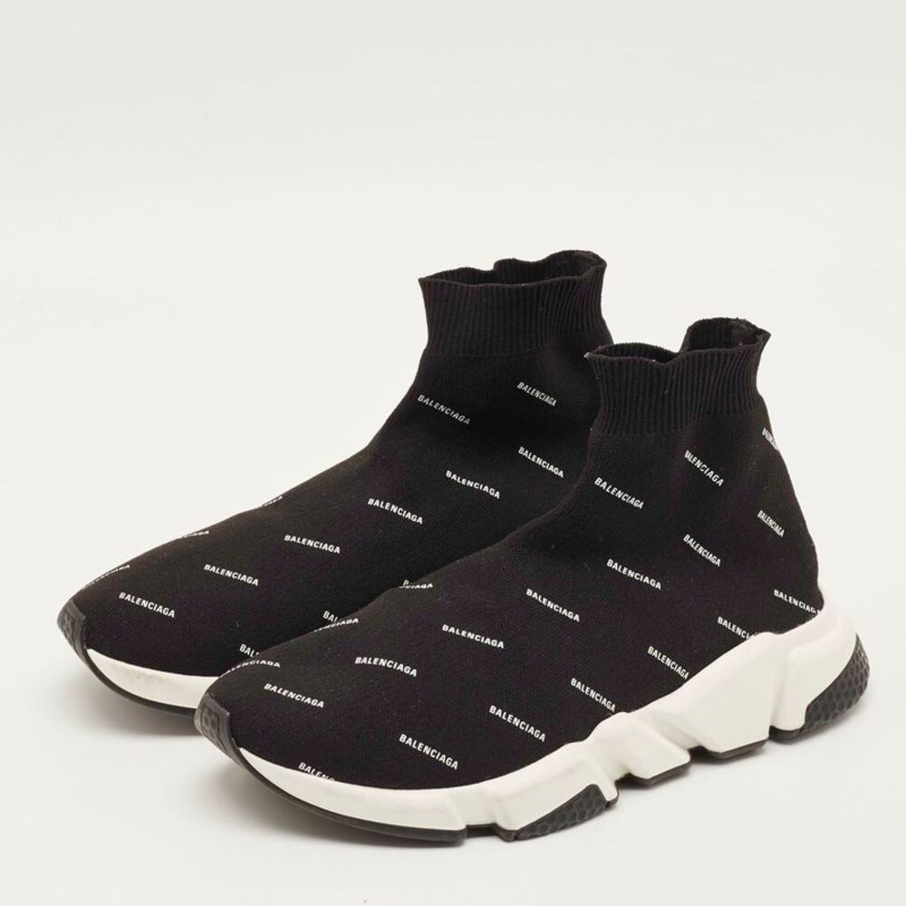 Balenciaga Speed Trainer Size 42 Black Knit Fabric High Top Sneakers - Picture 2 of 7